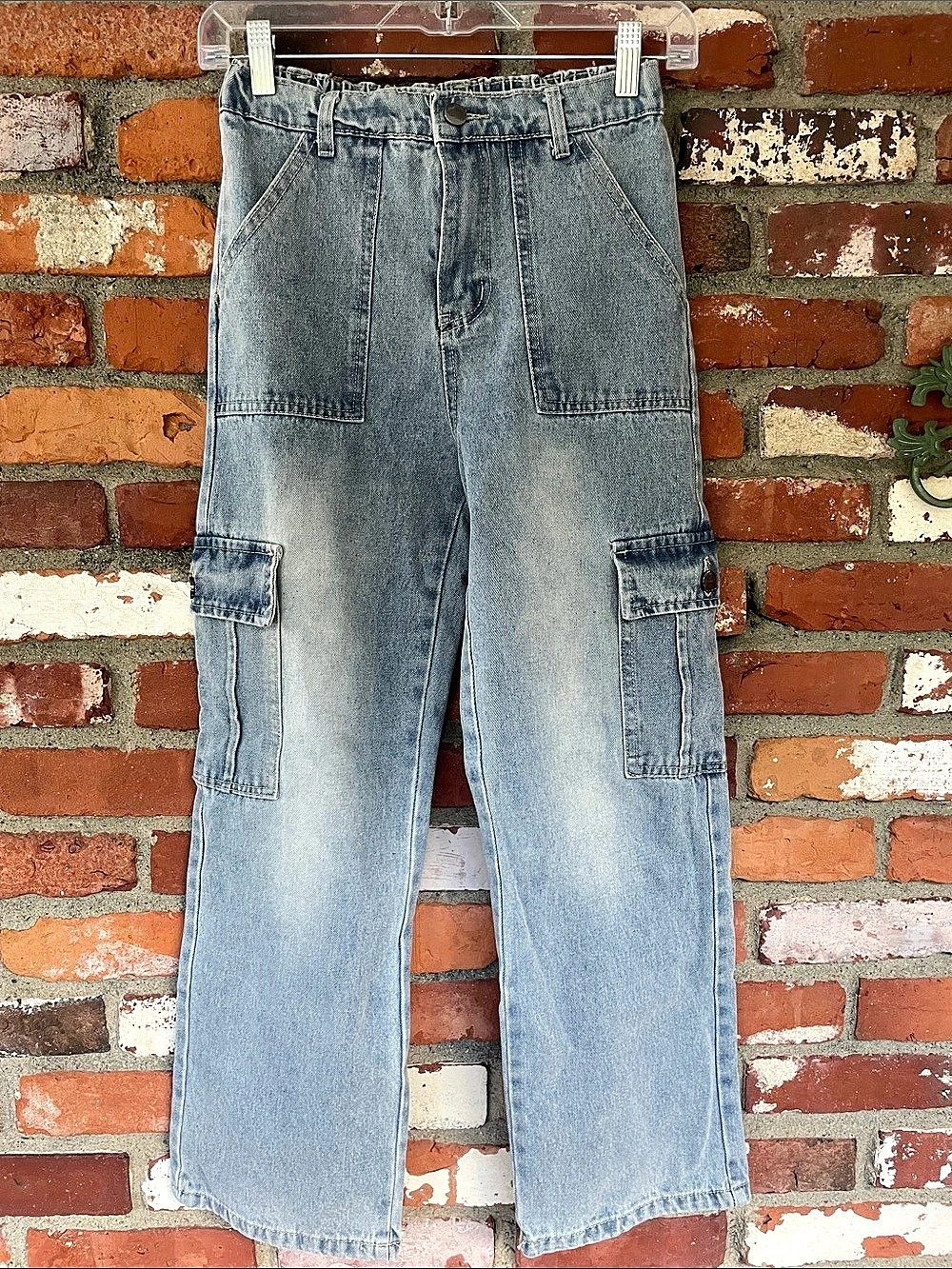 100% cottonGirls' Denim Cargo wide leg Pants Girls 12Y NWOT